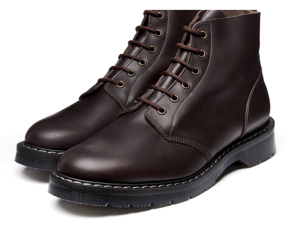 Solovair Brown Greasy Astronaut 6 Eyelet Boot Made In England