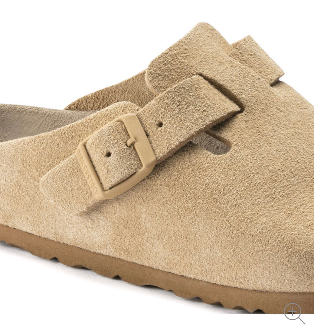 Birkenstock Boston Latte Cream Suede Soft Footbed Made In Germany