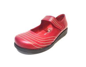 Minki Madge Red Ladies Mary Jane Velcro Strap