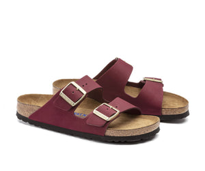 Birkenstock Arizona Maroon Nubuck Leather Soft Footbed Made In Germany