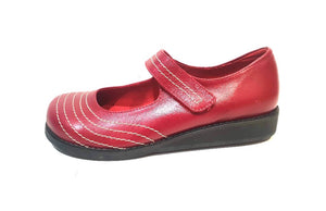 Minki Madge Red Ladies Mary Jane Velcro Strap