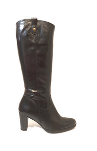 Wonders L-8301 Black Negro Zip Knee High Boots Made In Spain