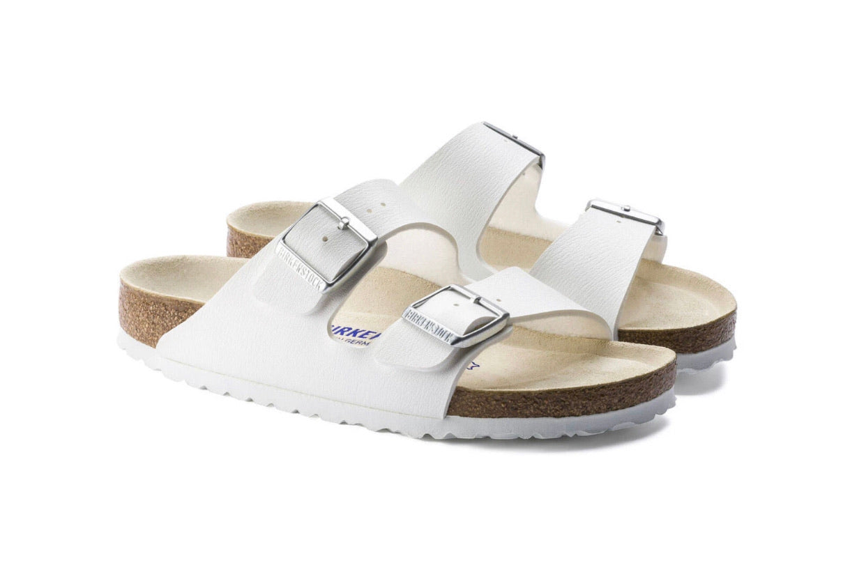 Birkenstock Arizona White Soft Footbed Birko-Flor Made In Germany