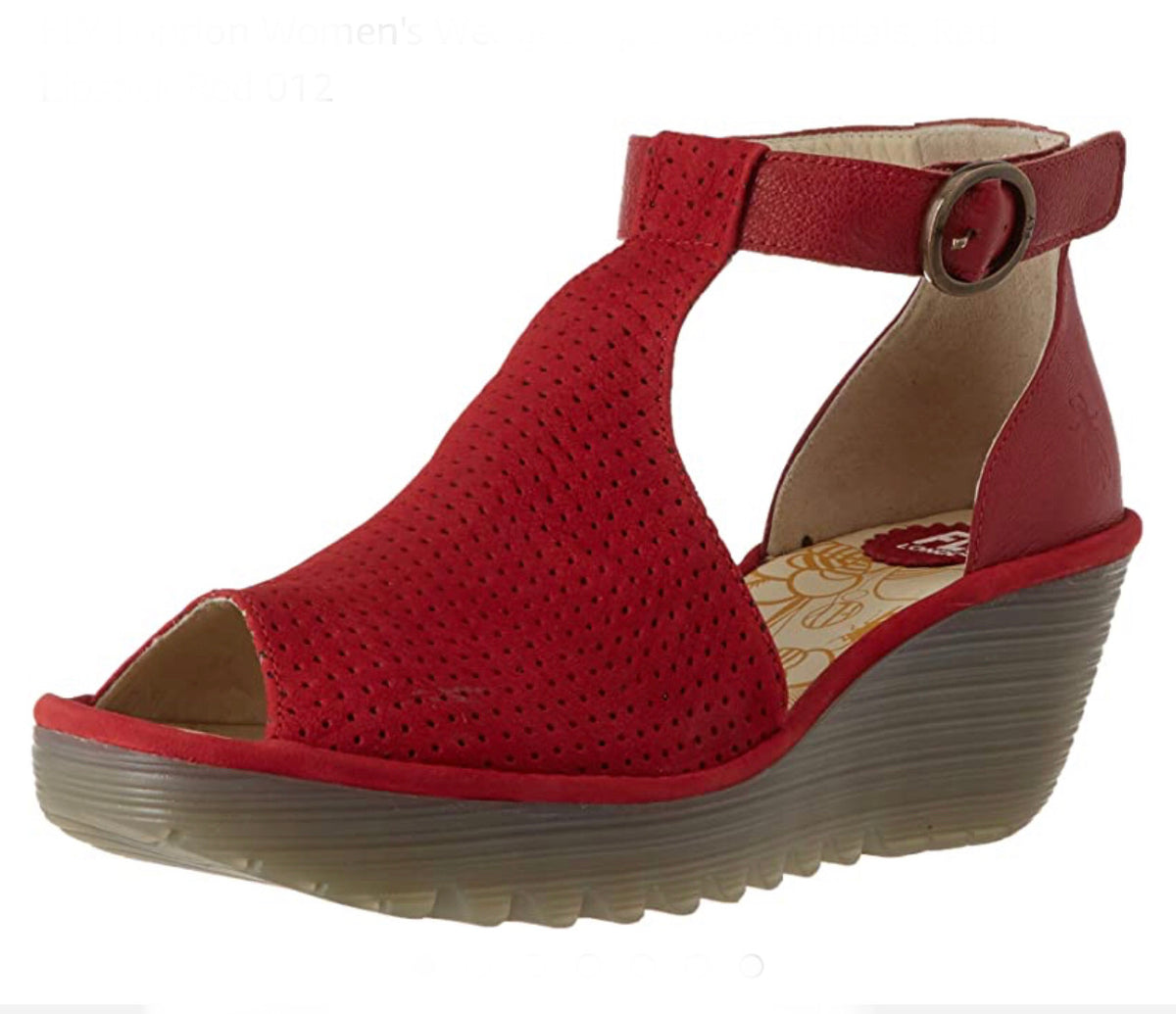 Fly London YALL962FLY Lipstick Red Cupi/mous Women's Wedges Open Toe S ...