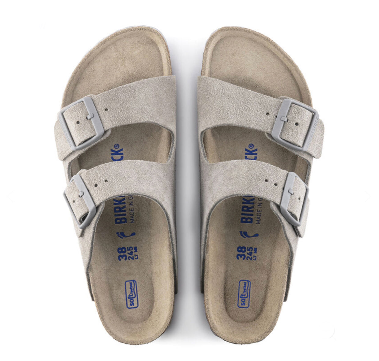 Birkenstock Arizona Stone Coin Suede Leather Soft Footbed Grey Sole Made In Germany