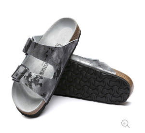 Birkenstock Arizona Vintage Metallic Gray Silver Suede Made In Germany