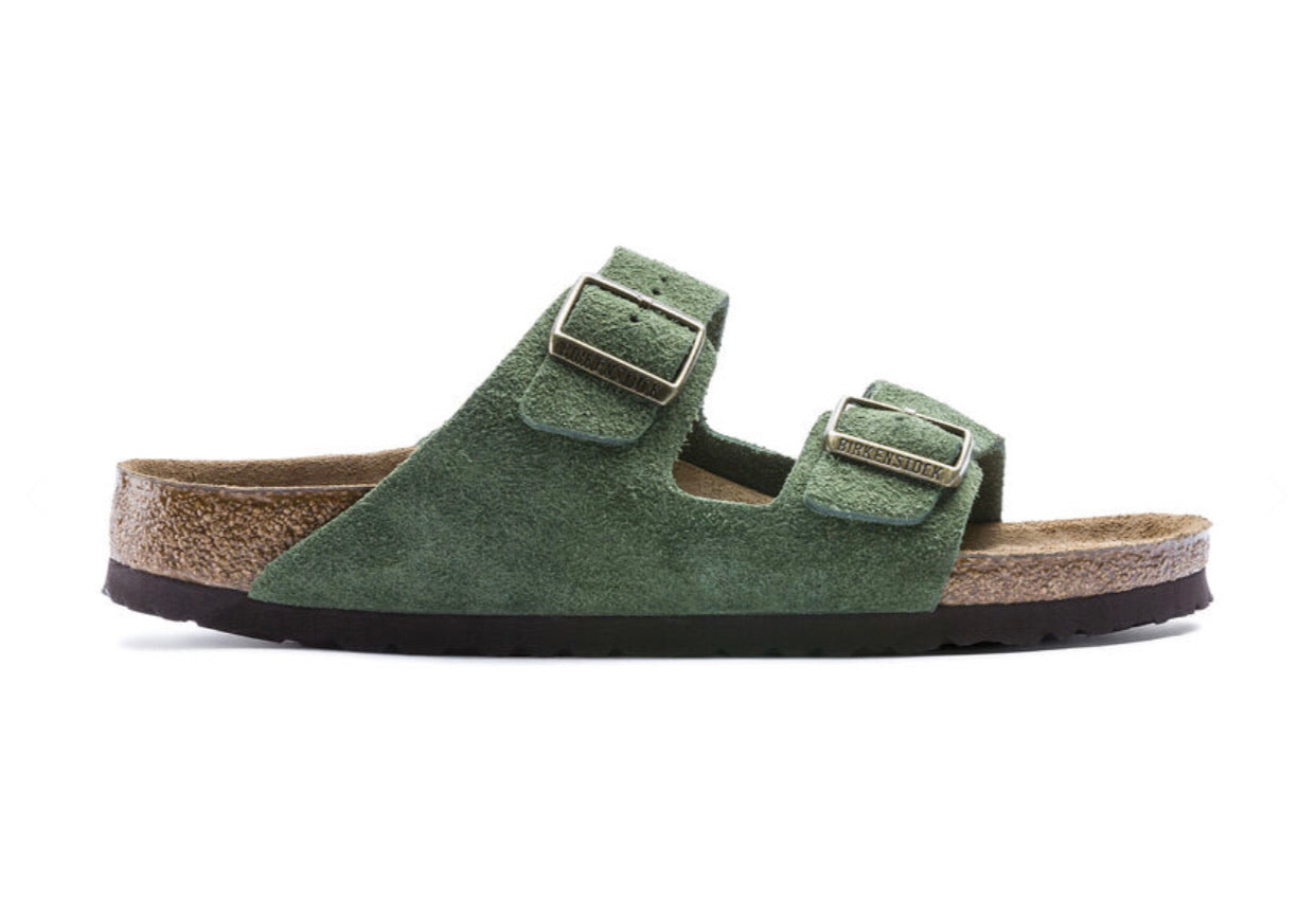 Birkenstock Arizona Green Suede Soft Footbed Made In Germany