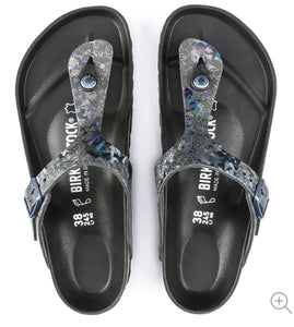 Birkenstock Gizeh Spotted Metallic Black Leather Made In Germany