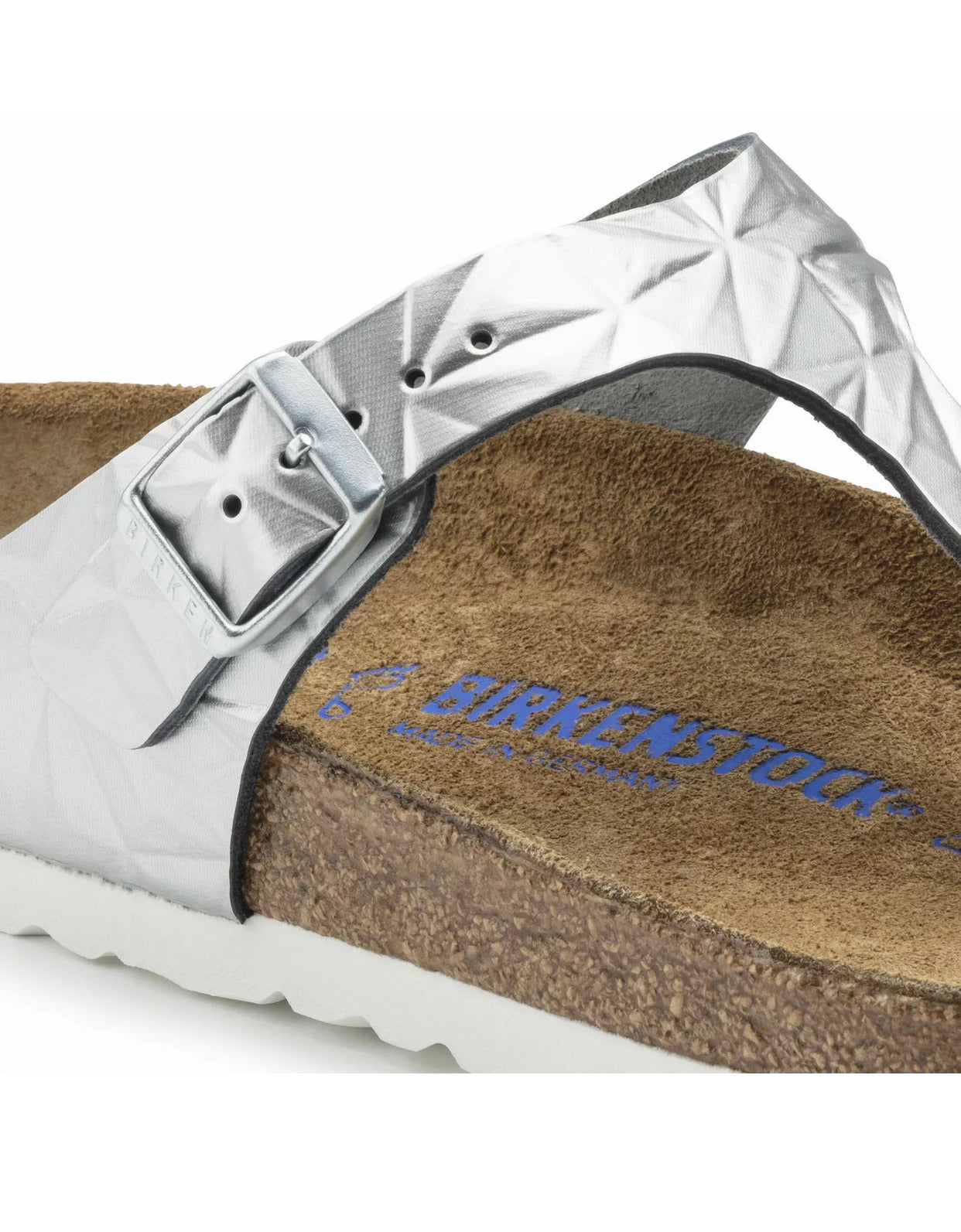 Birkenstock Gizeh Spectral Silver Metallic Leather Soft Footbed Made In Germany