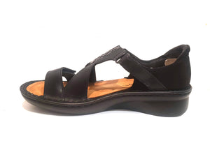 Naot Figaro Black Raven Metallic Black Combo Leather Ladies Sandals Made In Israel