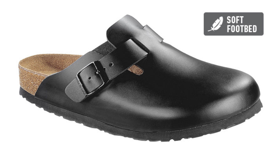 Birkenstock Boston Black Smooth Soft Footbed Made In Germany