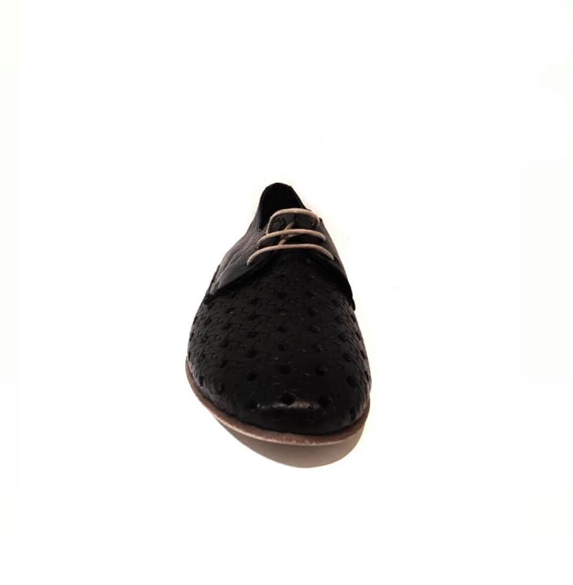 Sala Europe Venice Black 3 Eyelet Perforated Shoe Made In Turkey